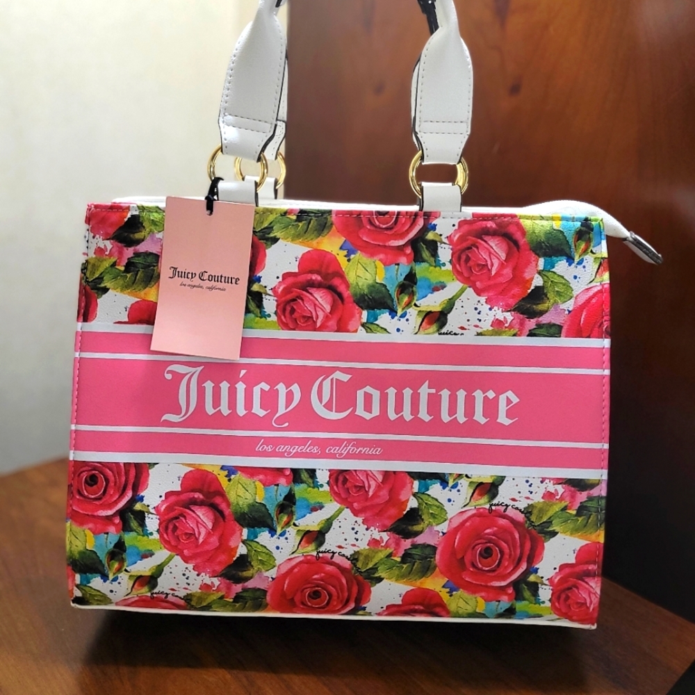 NEW JUICY COUTURE PURSE | WHITE MULTI ROSE